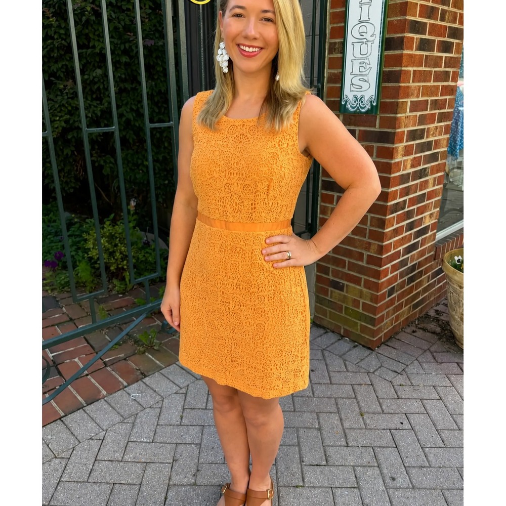 Trina Turk Crochet Shift Dress 10 NWT Orange Sleeveless Mod Retro Preppy Sheath